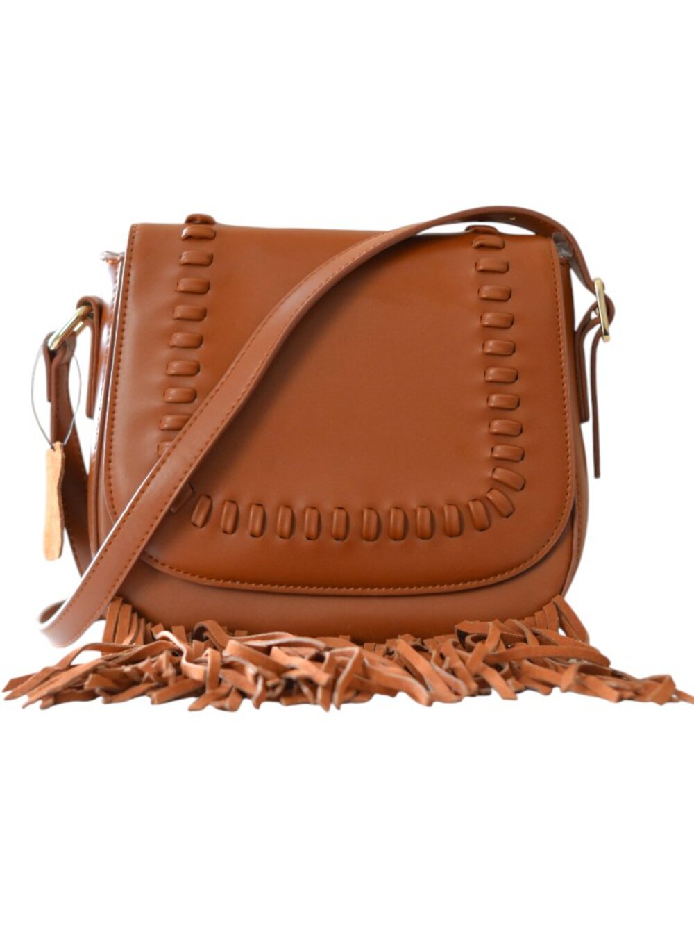 Summer & Rose Fringe Saddle Bag | Cognac / Brown | NWT